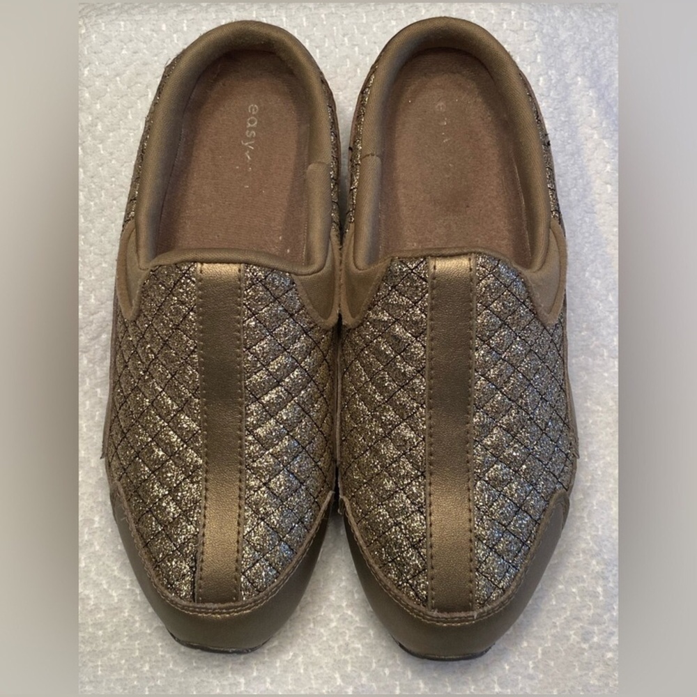 Easy Spirit Bronze Sparkling Travel Time Slip-On Loafers Mules